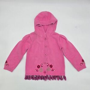 Vintage Gymboree 2006 "Peruvian Doll" Girls Pink Floral Knit Sweater Size 5T